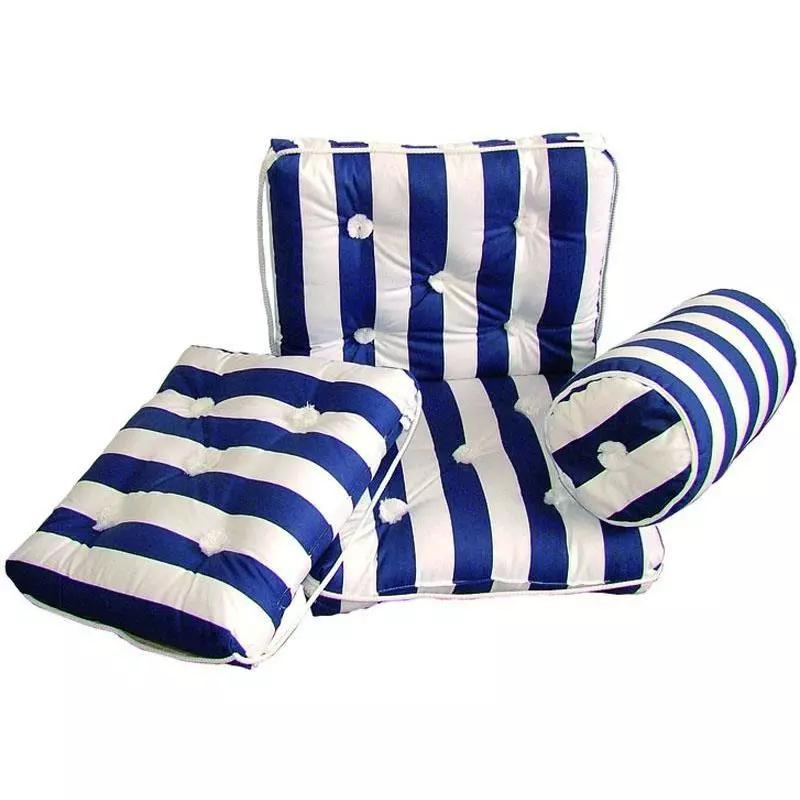 COUSSIN EUROMARINE KAPOK RAYE BLEU ET BLANC 1 COUSSIN EUROMARINE KAPOK RAYE BLEU ET BLANC