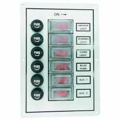 TABLEAU ELECTRIQUE EUROMARINE ALUMINIUM - 6 INTERRUPTEURS